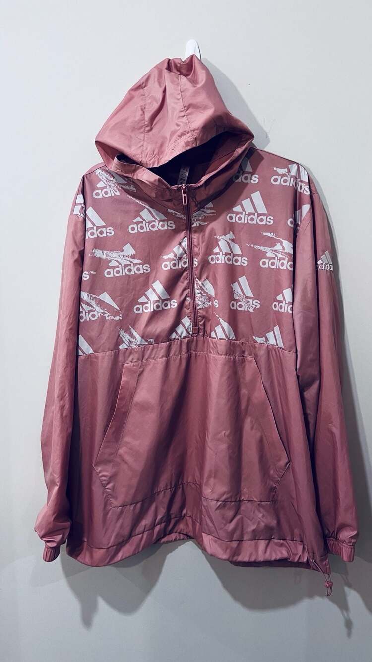 Adidas Pink Logo Print Half Zip Windbreaker Jacket XL - Picture 7 of 7